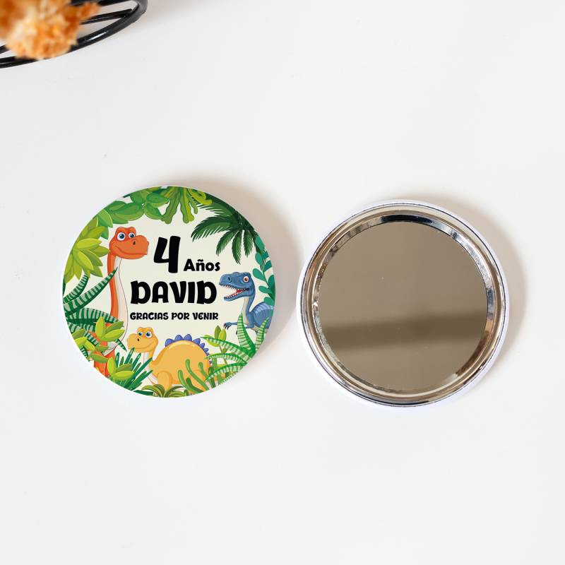 Espejo personalizado chapa "Dinosaurios" Detalles cumpleaños - Regalos personalizables cumpleaños
