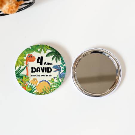 Espejo personalizado chapa "Dinosaurios" Detalles cumpleaños - Regalos personalizables cumpleaños