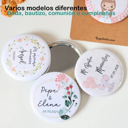 Espejo personalizado chapa "Claudia" Detalles comunión - Chapas Espejos Personalizados Comunión