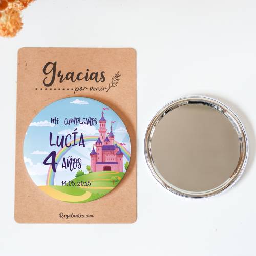 Espejo personalizado chapa "Princesas" Detalles cumpleaños - Regalos personalizables cumpleaños