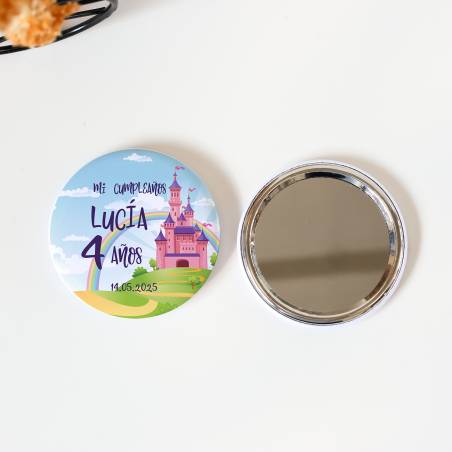 Espejo personalizado chapa "Princesas" Detalles cumpleaños - Regalos personalizables cumpleaños
