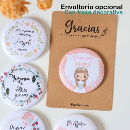 Espejo personalizado chapa "Claudia" Detalles comunión - Chapas Espejos Personalizados Comunión