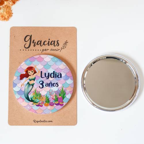 Espejo personalizado chapa "Sirenas" Detalles cumpleaños - Regalos personalizables cumpleaños