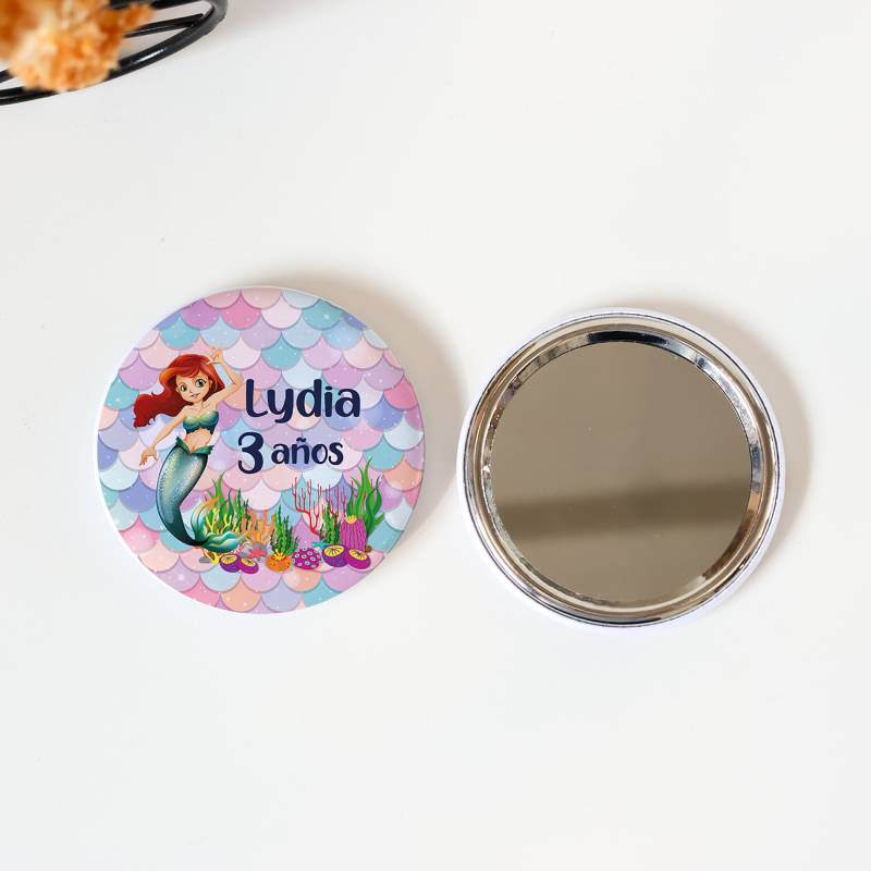Espejo personalizado chapa "Sirenas" Detalles cumpleaños - Regalos personalizables cumpleaños