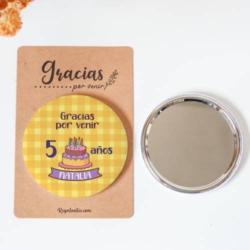 Espejo personalizado chapa "Tarta" Detalles cumpleaños - Regalos personalizables cumpleaños