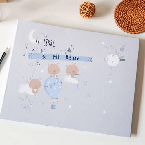 Libro de mi bebé ositos azul, álbum de recuerdos infantiles con globos y nubes - Accesorios