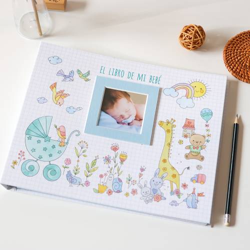 Libro de mi bebé con marco para foto, álbum de recuerdos infantiles con dibujos - Accesorios