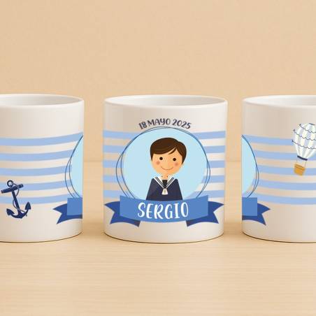 Taza personalizada comunión niño marinero - Detalles personalizables para Comunión