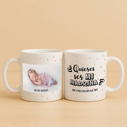 Taza personalizada Quieres ser mi madrina - Detalles personalizables para Bautizo