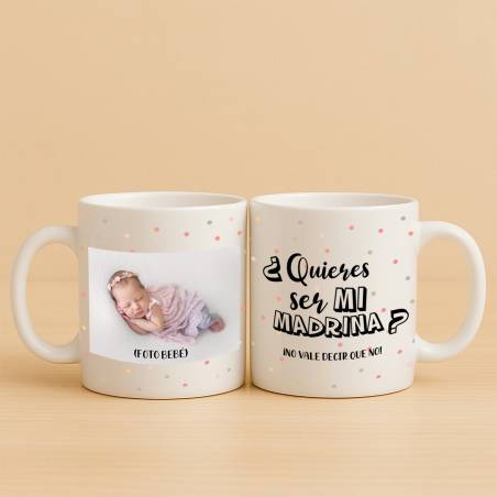 Taza personalizada Quieres ser mi madrina - Detalles personalizables para Bautizo