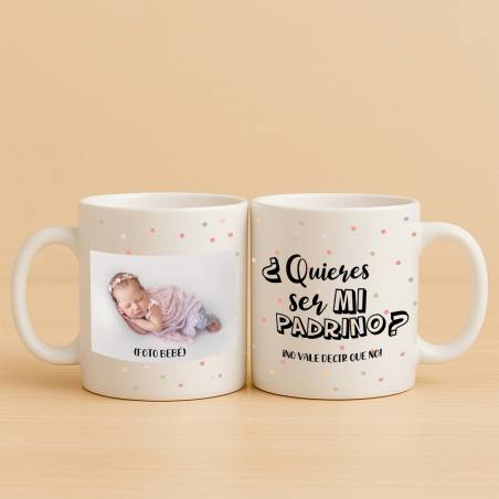 Taza personalizada Quieres ser mi padrino - Detalles personalizables para Bautizo
