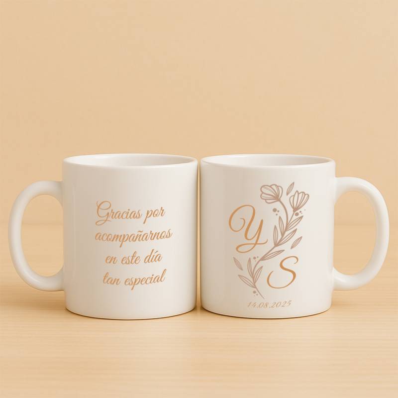 Taza personalizada de boda Iniciales - Tazas personalizadas de boda