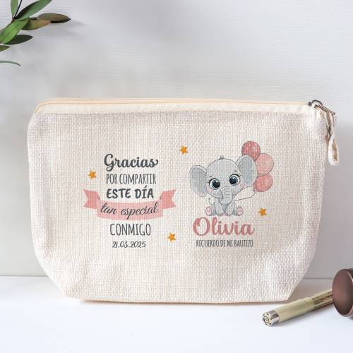 Neceser personalizado de bautizo "Elefante niña" - Detalles personalizables para Bautizo