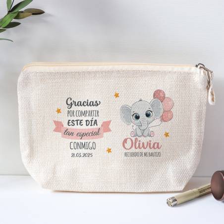 Neceser personalizado de bautizo "Elefante niña" - Detalles personalizables para Bautizo
