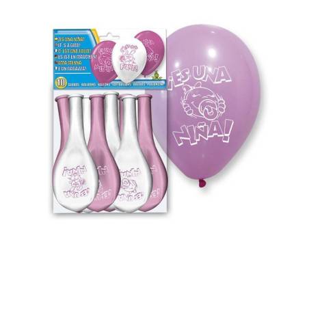 Set 10 Globos Baby Shower Niña Es un Niña - Decoración De Bautizo