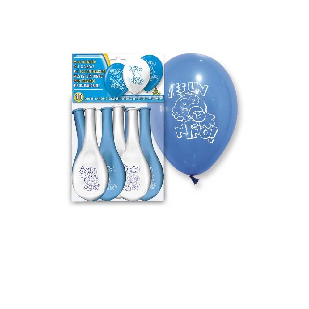 Set 10 Globos Baby Shower es Niño - Decoración De Bautizo