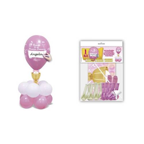 Centro Comunión Mesa Rosa Kit Decoración Globos - Decoración De Comunión