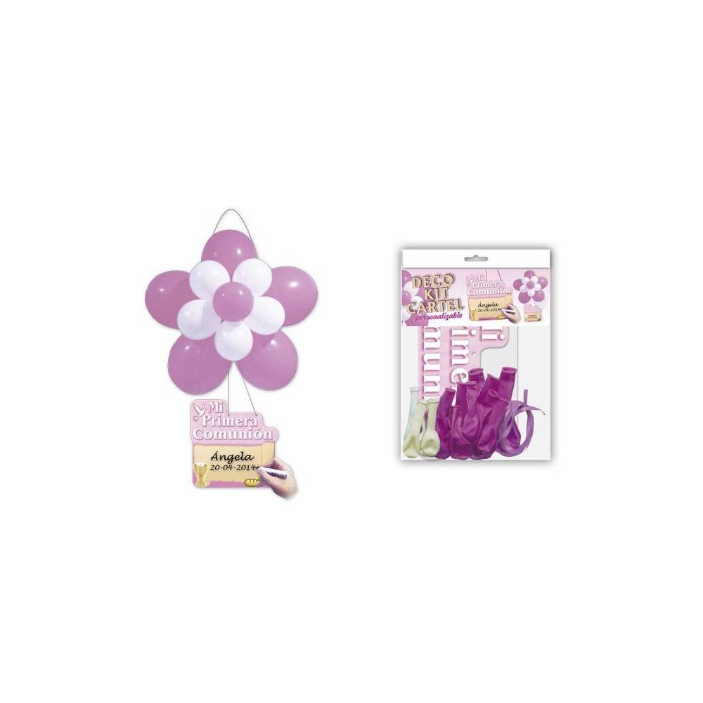 Kit Globos Flor Decoración Comunión Rosa - Decoración De Comunión
