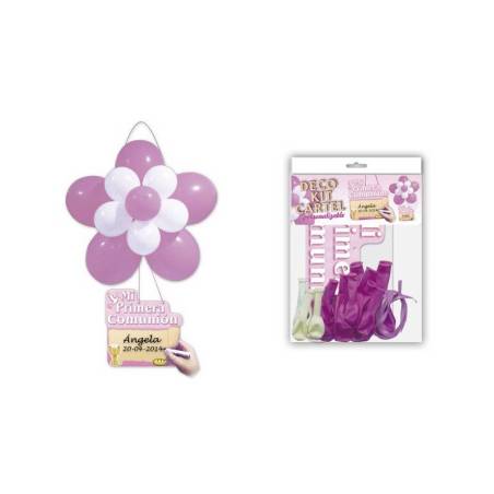 Kit Globos Flor Decoración Comunión Rosa - Decoración De Comunión