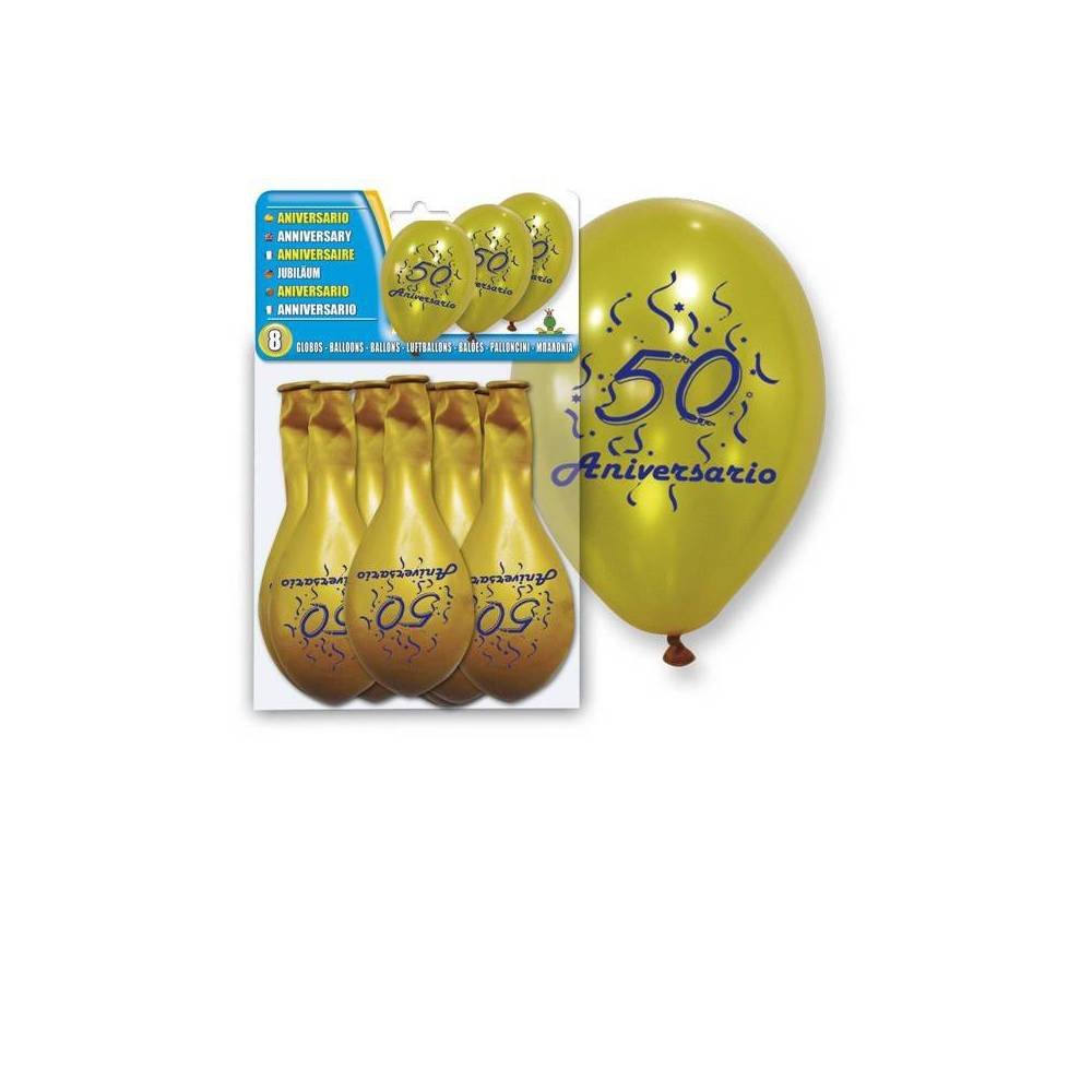 Set 8 Globos Oro 50 Aniversario Bodas de Oro - Decoración De Boda
