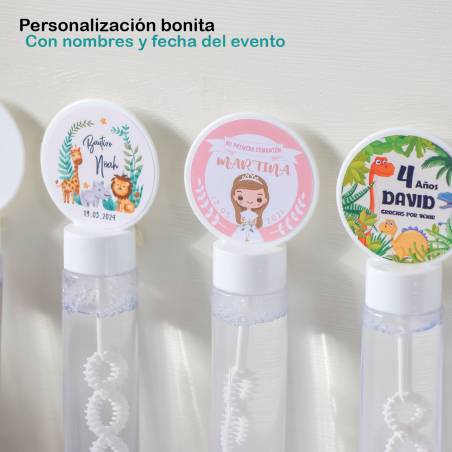 Pack 24 Pomperos personalizados bautizo con pegatina "Valentina" Detalles para bautizo - Juegos personalizados de bautizo