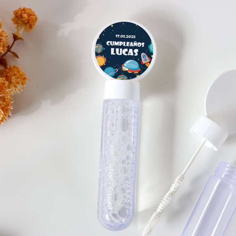 Pack 24 Pomperos personalizados cumpleaños con pegatina "Espacio" Detalles para cumpleaños - Juegos personalizados de cumpleaños