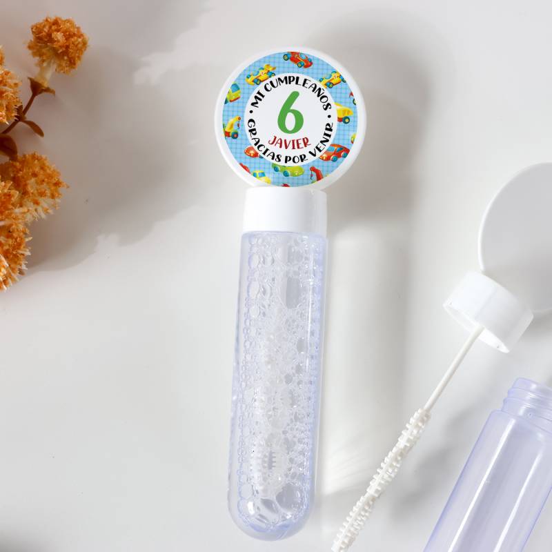 Pack 24 Pomperos personalizados cumpleaños con pegatina "Transportes" Detalles para cumpleaños - Juegos personalizados de cumple