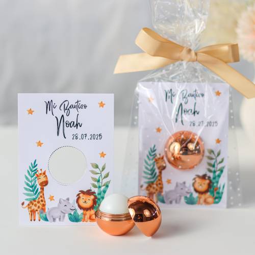 Bálsamo personalizado con tarjeta "Selva" Detalles de bautizo - Inicio