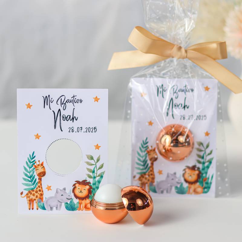 Bálsamo personalizado con tarjeta "Selva" Detalles de bautizo - Inicio