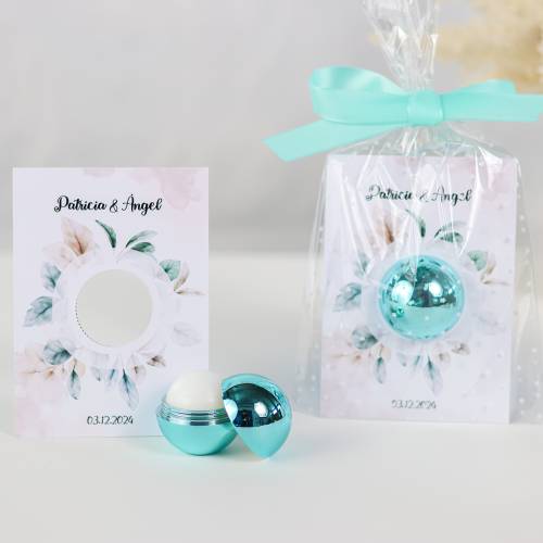 Bálsamo labial personalizado con tarjeta para boda "Modelo Acuarela " - Bálsamos Labiales Personalizados Boda