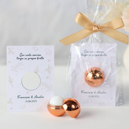 Bálsamo labial personalizado con tarjeta para boda "Modelo Sonrisa " - Bálsamos Labiales Personalizados Boda