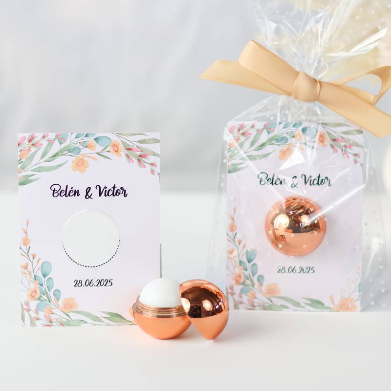 Bálsamo labial personalizado con tarjeta para boda "Modelo Colorines " - Bálsamos Labiales Personalizados Boda