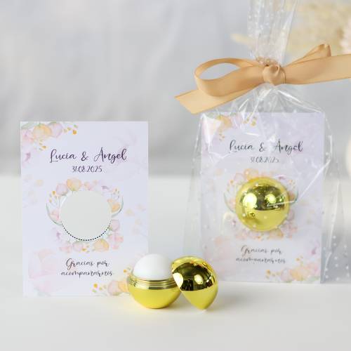 Bálsamo labial personalizado con tarjeta para boda "Modelo Primavera" - Bálsamos Labiales Personalizados Boda