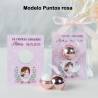Bálsamo labial personalizado con tarjeta para comunión "Modelo Puntos rosa" - Bálsamos Labiales Personalizados Comunión