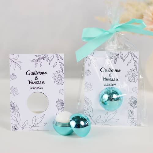 Bálsamo labial personalizado con tarjeta para boda "Modelo Líneas" - Bálsamos Labiales Personalizados Boda