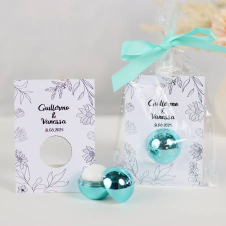 Bálsamo labial personalizado con tarjeta para boda "Modelo Líneas" - Bálsamos Labiales Personalizados Boda