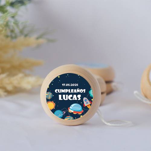 Yoyo pegatina personalizada "Espacio" detalles de cumpleaños - Yoyós personalizados de cumpleaños