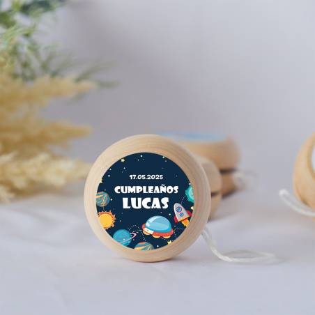 Yoyo pegatina personalizada "Espacio" detalles de cumpleaños - Yoyós personalizados de cumpleaños