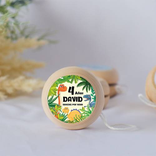 Yoyo pegatina personalizada "Dinosaurios" detalles de cumpleaños - Yoyós personalizados de cumpleaños