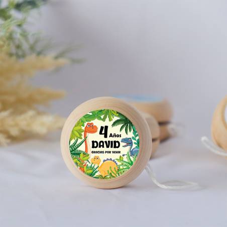 Yoyo pegatina personalizada "Dinosaurios" detalles de cumpleaños - Yoyós personalizados de cumpleaños