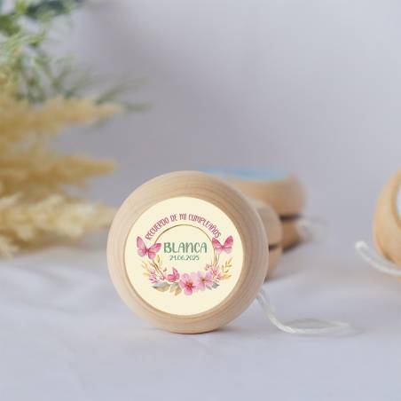 Yoyo pegatina personalizada "Mariposa" detalles de cumpleaños - Yoyós personalizados de cumpleaños