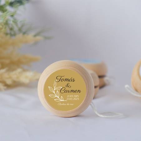 Yoyo pegatina personalizada modelo "Bodas de Oro" detalles de boda - Yoyo personalizado boda