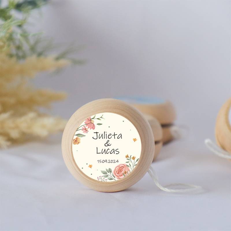 Yoyo pegatina personalizada modelo "Paz" detalles de boda - Yoyo personalizado boda
