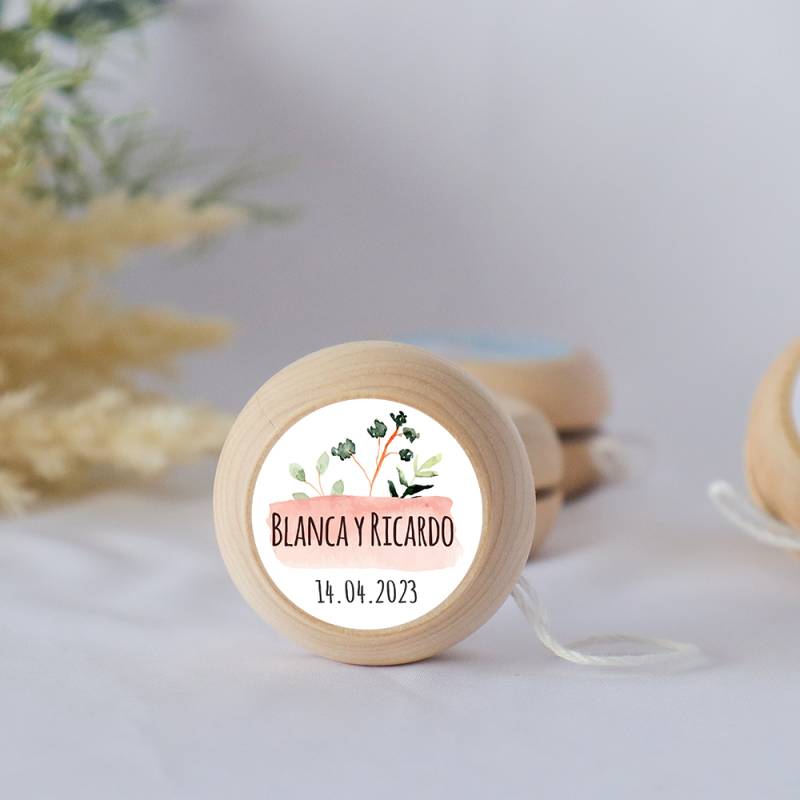 Yoyo pegatina personalizada modelo "Prado" detalles de boda - Yoyo personalizado boda