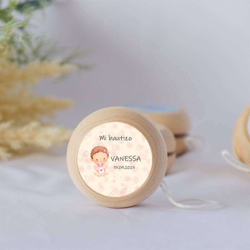 Yoyo pegatina personalizada "Bebé niña" para niña bautizo - Yoyo personalizado bautizo
