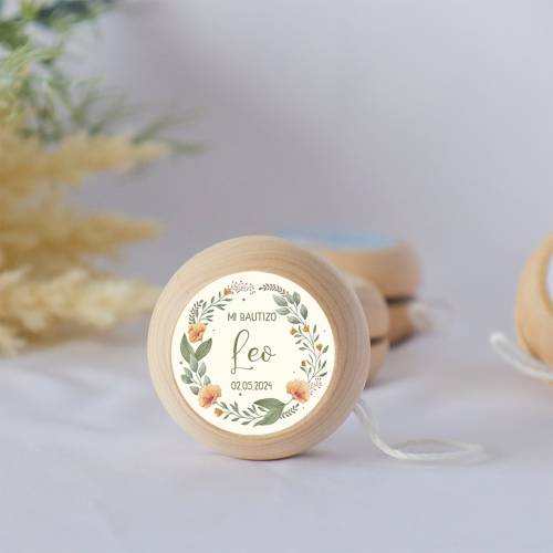 Yoyo pegatina personalizada "Huellas niña" para niña bautizo - Yoyo personalizado bautizo