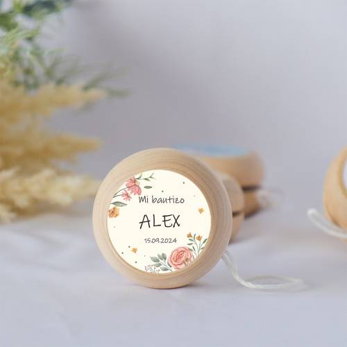 Yoyo pegatina personalizada "Arco" para niña bautizo - Yoyo personalizado bautizo