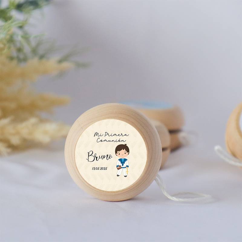 Yoyo pegatina personalizada "Beige Niño" para niña comunión - Yoyo personalizado comunión