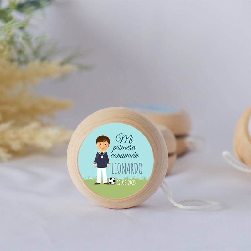 Yoyo pegatina personalizada "Fútbol" para niño comunión - Yoyo personalizado comunión