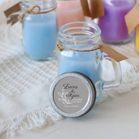 Vela personalizada en jarrita "Modelo Bodas de Plata" Detalles boda - Velas personalizadas boda